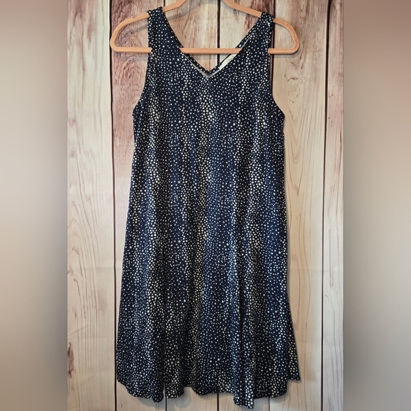 LOFT Navy and White Star Linen Blend Womens Sun Dress Size Medium - Picture 1 of 5